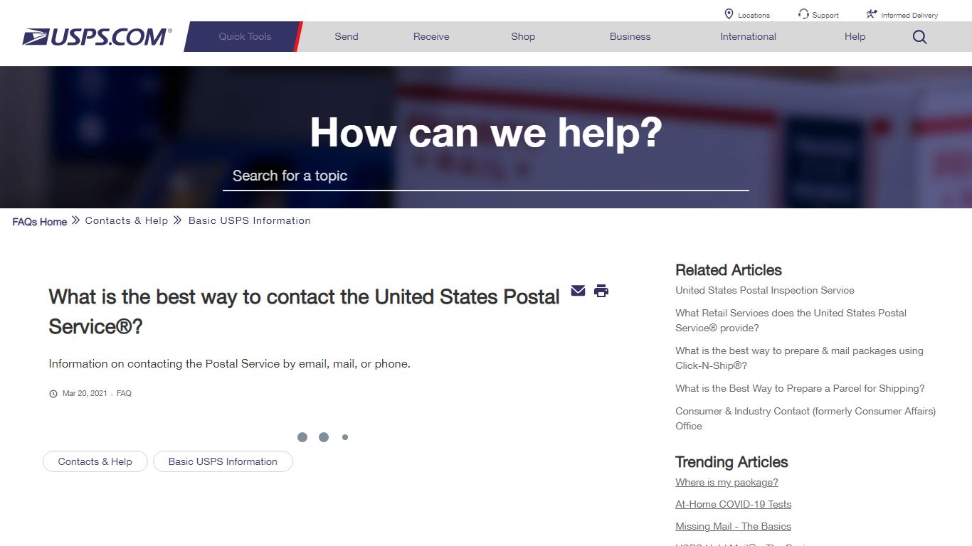 What is the best way to contact the United States Postal Service®? - USPS